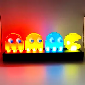 Nette kreative Pac-man Gaming-Lampe Sprach steuerung USB-Nachtlichter Smart Music Rhythm Farbwechsel Tisch lampen Wohnkultur