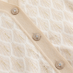 Tùy chỉnh thanh lịch sequin thoáng khí giản dị của phụ nữ v-cổ dài tay jacquard cardigan Áo len biểu tượng mô hình bán buôn Tops - Product Image 4