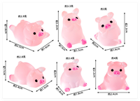 Gros fantaisie art populaire drôle cochon rose anime figure jouet résine animal statue lumineux brillant foncé mini jouets mignon miniature