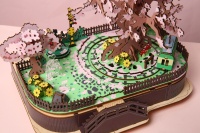 Jouet éducatif de dessin animé, arbre de cerisier en fleurs, train électrique, puzzle en bois 3D, bricolage. Meilleur cadeau pour les enfants de 5 à 7 ans et les adultes