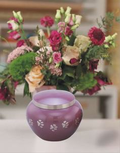 Urna conmemorativa de cremación púrpura de latón con estampado de pata de estilo americano de lujo Urna funeraria elegante para cenizas de mascotas - Product Image 6