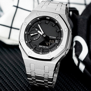 Kit de modification de montre en métal tendance, boîtier et bracelet, kit de modification GA2100, acier inoxydable argenté pour kit <span class=keywords><strong>Gshock</strong></span> GA2100 <span class=keywords><strong>GA2110</strong></span> - Product Image 6