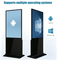 Écran publicitaire LCD vertical sur pied 55/65/75 pouces 2K/4K avec totem tactile Wi-Fi CMS pour centres commerciaux
