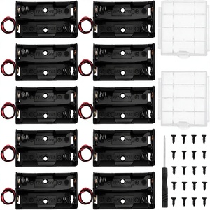 10 piezas de soporte para <span class=keywords><strong>2</strong></span> <span class=keywords><strong>pilas</strong></span> <span class=keywords><strong>AA</strong></span> KUOQIY <span class=keywords><strong>2</strong></span> x 1,5 V con cables, estuche de plástico, destornilladores y tornillos - Product Image 1