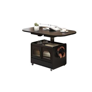 Height Adjustable Folding Coffee <b>Table</b> Athens Black Oval Desktop With Storage For Living Room <b>Sofa</b> <b>Side</b> <b>Table</b> - Product Image 5