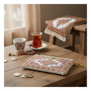 Monedero y Cartera Turcos Tejidos en Blanco y Rojo con Diseño de Alfombra y Tapete. Hecho en Turquía... Desde Turquía - Product Image 3