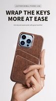 Étui en cuir véritable pour iPhone 15 Pro max avec fente pour carte étui pour iPhone étui en cuir pour téléphone