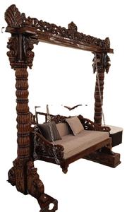 Nuevo Columpio Tradicional de Madera Maciza Hecho a Mano para el Hogar, Columpio de Madera de Teca Hecho a Mano, Columpio de Madera de Teca Tallado a Mano de Estilo Indio - Product Image 3