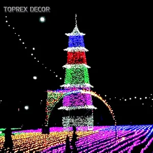 Shenzhen festival items christmas decoration 3d dmx led effiel tower Chinese pagoda motifs lights for events