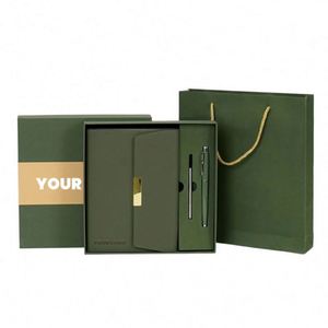 Leather Bound <b>Sewing</b> Binding Lined Notebook <b>Set</b> With Same Color Pen and Gift Box for Students - Product Image 5