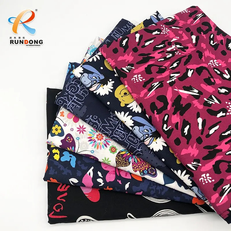 Rundong customized 100% cotton printed poplin with spandex
