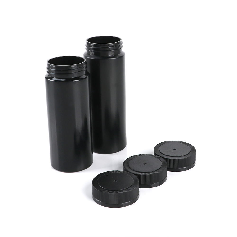 100ml 150ml 200ml Matte Black HDPE Vitamin Bottle Pill Container with Tearing Cap Custom Logo Factory Direct Price