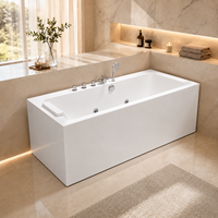 Baignoire balnéo rectangulaire en acrylique sur mesure 800x1700mm pour villa et spa avec éclairage LED d'ambiance et ensemble de robinetterie chromée