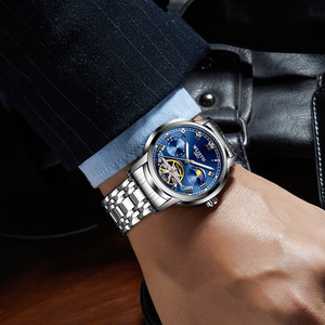 Men's Fashion Multifunctional <b>Automatic</b> Mechanical <b>Watch</b> <b>Skeleton</b> Moon Phase Luxury Wristwatch - Product Image 1