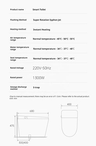 WC intelligent CE Watermark avec télécommande, cuvette de <span class=keywords><strong>toilette</strong></span> automatique avec bidet intégré, certifié australien pour l'eau - Product Image 3