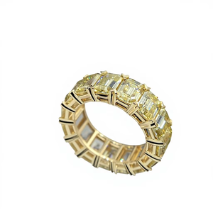 อัญมณี Tianyu ที่กำหนดเองวงมรกตตัด<span class=keywords><strong>สี</strong></span><span class=keywords><strong>เหลือง</strong></span> Moissanite กับสีเหลืองทอง<span class=keywords><strong>แหวน</strong></span><span class=keywords><strong>พลอย</strong></span> - Product Image 1