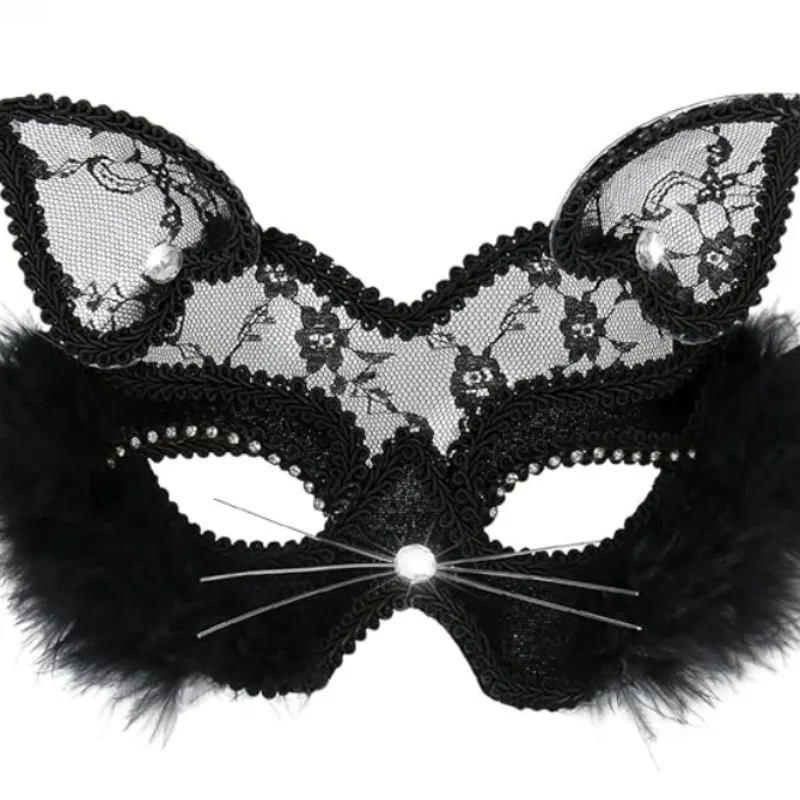 2024 luxe Sexy chat noir dentelle déguisement Halloween Costume fête filles femmes masque de mascarade vénitien