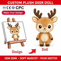 Boneka Rusa Plushie Custom, Figur Rusa, Boneka Hewan Hutan, Boneka Lembut, Desain OEM ODM