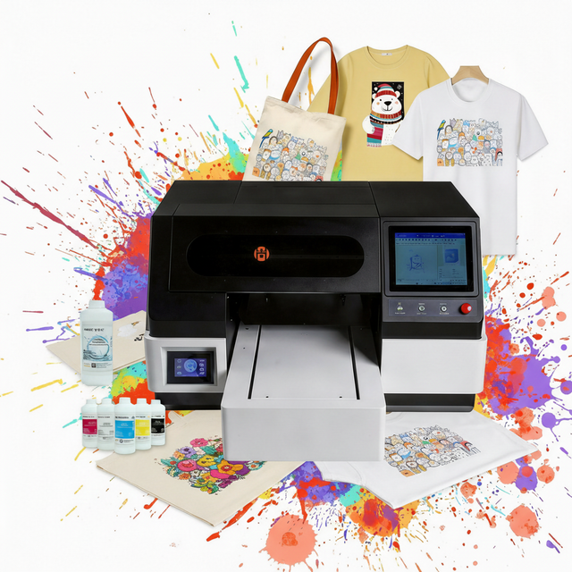 High-end White CMYKWW Pigment Ink Circulation Direct Garment Machine Digital Inkjet Printer Automatic Cleaning System for Flex