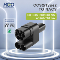 Adaptador HCD Nuevo CCS2 y Tipo 2 a NACS y Tesla DC/AC 2 en 1, Conector de Enchufe para Vehículos Eléctricos