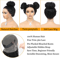 Perruque en cheveux humains à dentelle complète 360 sans colle avec sangle invisible et cordon de serrage Pré-épilée Ondulation profonde et ondulée pour femmes noires