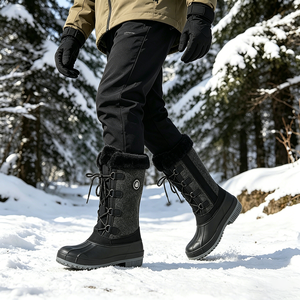 Bottes de neige montantes personnalisées pour femmes, chaudes, imperméables, à lacets, en cuir de canard, tailles 26-42, vente en gros - Product Image 4