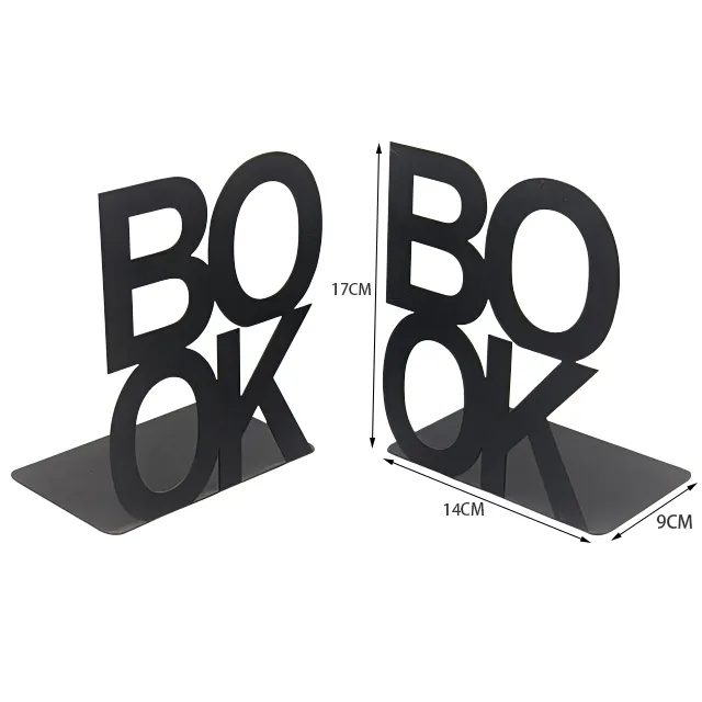 Custom Creative Iron Book Ends Decor alphabet Metal Bookends for Shelves