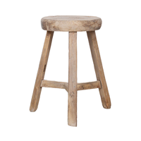 Antiker Ulmenholz Runder Hocker im Modernen Vintage-Stil für Küche, Zuhause und Parknutzung