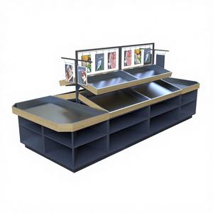 Exhibidor de Frutas y Verduras de Madera de Alta Luminosidad, Góndola Multicapa con Soportes para Carteles para Supermercado - Product Image 1