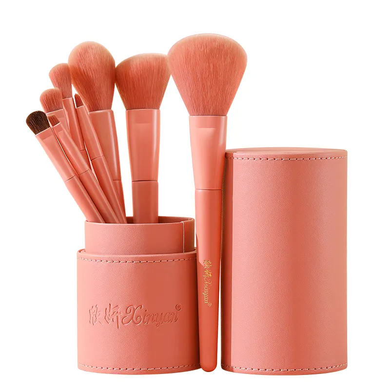 2021 new pink 8 pcs makeup brushes with PU holder box cosmetic brush private label custom logo makeup brush sets