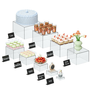 6 Soportes Blancos para Buffet, Exhibidores Acrílicos Blancos para <span class=keywords><strong>Bodas</strong></span>, Catering, Postres, Pasteles y Alimentos - Product Image 3