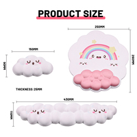 Tapis de souris ergonomique en mousse à mémoire de forme de couleur, repose-poignet nuage de dessin animé, support de poignet pour clavier en cuir avec tapis de souris en PU antidérapant