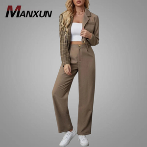 Chándal <span class=keywords><strong>de</strong></span> oficina para <span class=keywords><strong>mujer</strong></span>, traje <span class=keywords><strong>de</strong></span> negocios a cuadros con contraste, <span class=keywords><strong>Pantalones</strong></span> rectos con cuello <span class=keywords><strong>de</strong></span> solapa, novedad <span class=keywords><strong>de</strong></span> <span class=keywords><strong>2022</strong></span> - Product Image 1