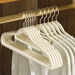 Flocked Clothes Hanger Thickened <b>Plastic</b> Anti Slip <b>Hook</b> Type For Clothes Organizer Coat Hanger Rectangle Shape - Product Image 1
