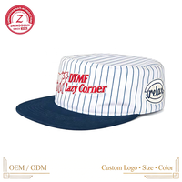 Gorra de Béisbol Personalizada Tipo Pillbox con Rayas, Gorra Plana Ajustable con Bordado, Gorra Streetwear para Hombre, Gorras Pillbox al por Mayor