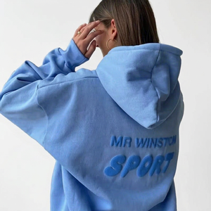 Alta calidad 3D Puff Print 300 500 Gsm Heavyweight Cotton Sudadera con capucha de gran tamaño Logotipo personalizado Transferencia de calor Puff Printing Women Hoodies - Product Image 1