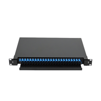 Caja Terminal de Fibra Óptica SC Dúplex de 24 Puertos 1U con Cajón Extraíble, Panel de Conexiones ODF de Alta Resistencia para Montaje en Rack para FTTH y Centros de Datos
