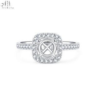 Anillo de Compromiso de Alta Calidad, Estilo Clásico, Oro Blanco de 18K, Diamante Natural Real, Halo Solitario, Semi-Montura, para Mujer - Product Image 2