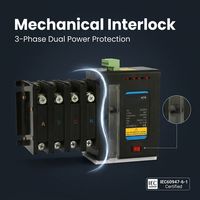 Commutateur de transfert automatique (ATS) industriel 125A 4P 400V à double alimentation avec interverrouillage mécanique pour applications médicales, incendie et urgence (IEC)