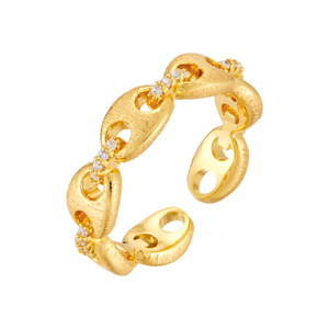 Brushed Chain Open <b>Ring</b> Micro Set Zircon Adjustable Index <b>Finger</b> <b>Ring</b> Fashionable Versatile Jewelry - Product Image 5