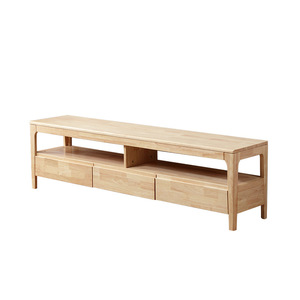 Multi Functional Solid Wood Tv Stand Three <b>Drawer</b> Nordic Japanese Style Living Room Audio Visual Cabinet Natural Wood Color - Product Image 3