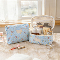 Pochette à maquillage florale matelassée Qetesh, logo personnalisé, grandes et petites tailles, trousse de toilette