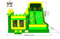 Château gonflable coloré combiné avec toboggan sec, directement de l'usine, facile à installer, idéal pour les locations événementielles