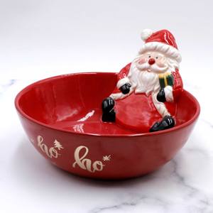 Bol en céramique décoratif avec motif de Noël Ho Ho Ho Père Noël, bol à riz pour cadeau de Noël - Product Image 2