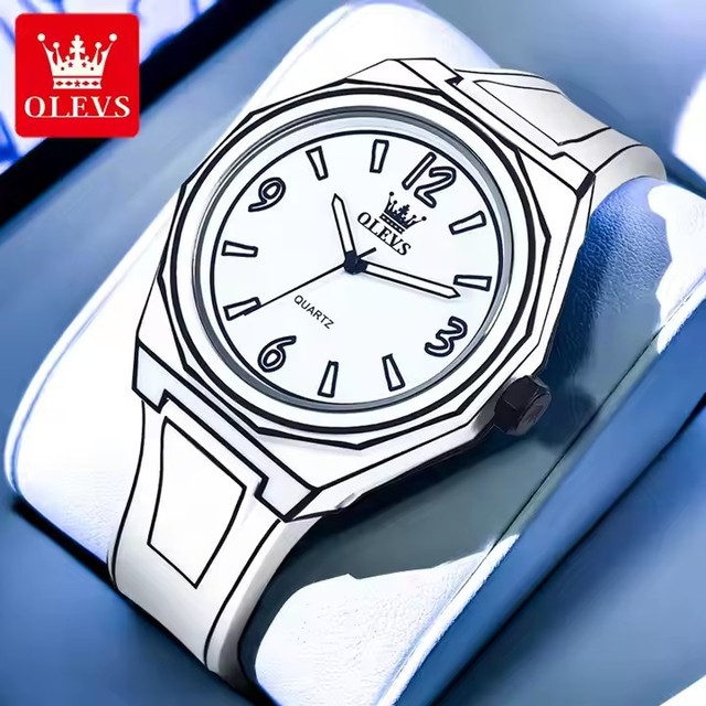 OLEVS 1018 Fashion Casual Creative Quartz Man Watch Modern Sketch Manga Simple Silicone Strap Sport Waterproof Watches for Men