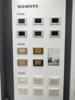 Interrupteurs et prises murales électriques WZSOYI en aluminium et verre PC, finition dorée, norme péruvienne, style moderne et luxueux, certifiés CE