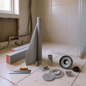 Kit de Borde para Ducha de 38x60 Pulgadas, Impermeable, con Brida Central de ABS y Rejilla de Acero Inoxidable para Instalación de Ducha - Product Image 2