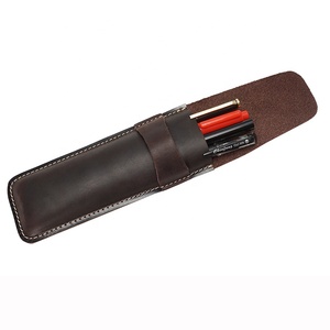 Estuche para Bolígrafos de Cuero, Funda Cosida de Cuero Genuino en Color Marrón, Negro y Marrón Oscuro para Herramientas de Escritura y Suministros de Oficina - Product Image 3