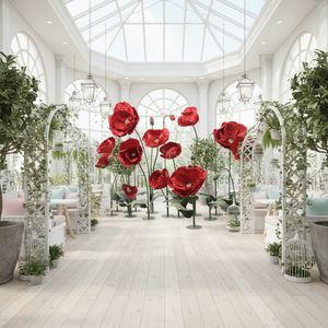 Fiori di Papavero Artificiali Giganti Rossi in Carta Crespa, Perfetti per Decorazioni di Matrimoni, Feste e Festività - Product Image 2