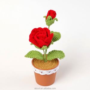 กระถางดอกกุหลาบโครเชต์ทำมือจากไหมพรม ขายส่ง สำหรับตกแต่งบ้าน - Product Image 4